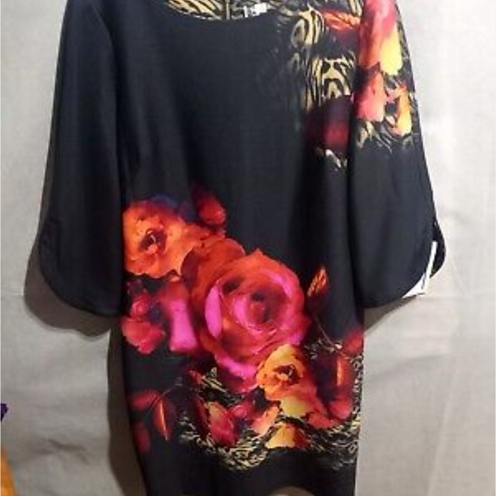 Julian Taylor Black Floral Midi Dress